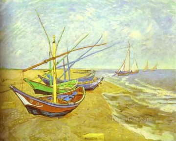 ドックスケープ Painting - 浜辺の漁船 ポスト印象派 フィンセント・ファン・ゴッホ